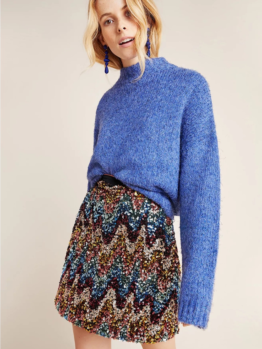 ANTHROPOLOGIE X MAEVE Multicolor Sequin Zigzag Pencil Skirt